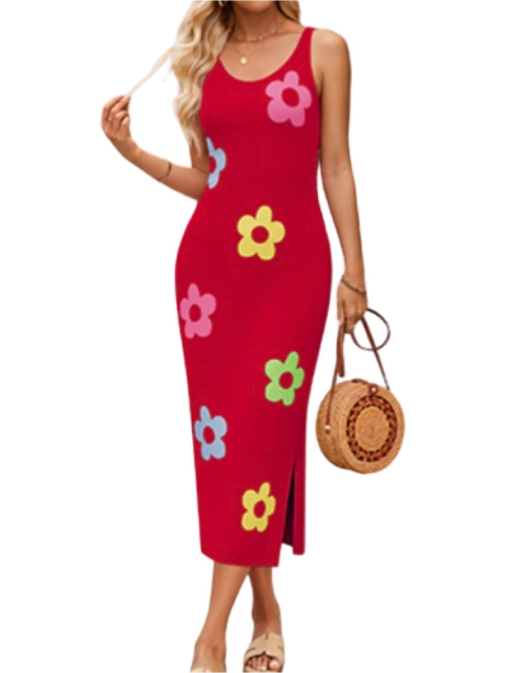 NWT ZESICA Floral Midi Dress for Beach Party Long Color Block Styles